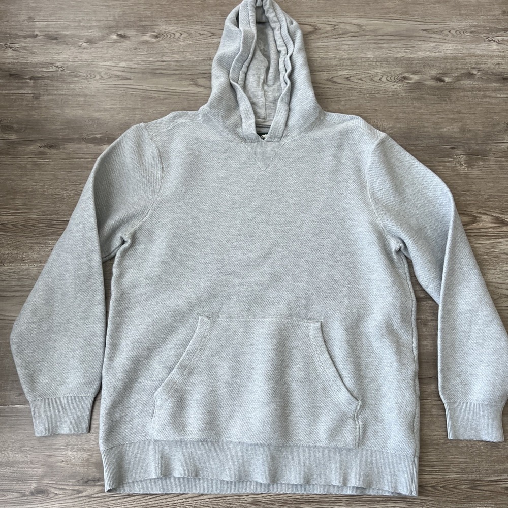 Roots Textured Knit Pullover Hoodie Mens XL Gray Regular Fit Casual Sweatshirt